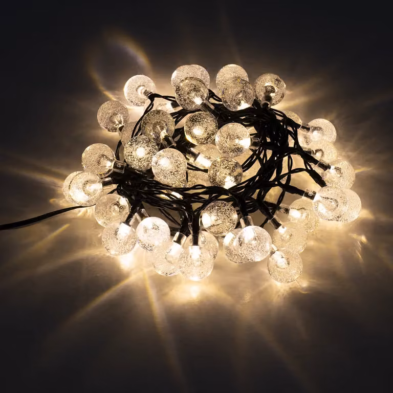 Dictrolux Catena Luminosa a Sfera con 48 LED Bianco Caldo, Lunghezza: 4,8 m