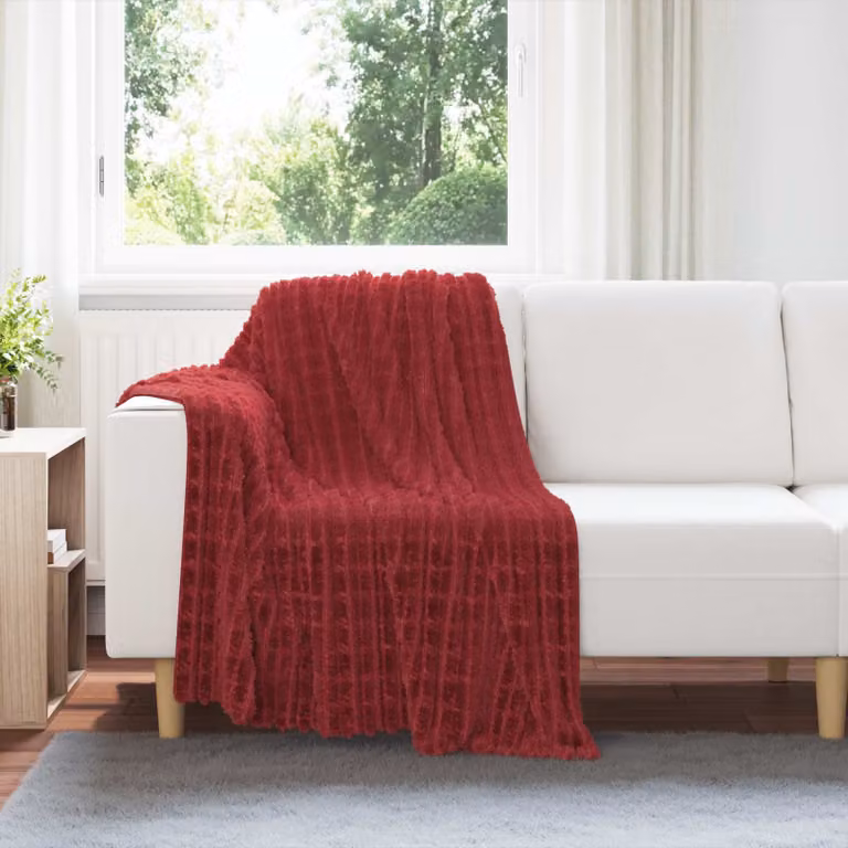 Set di 6 coperte in pile vidaXL color rosso bordeaux, morbide e facili da curare, L 150 cm x P 130 cm