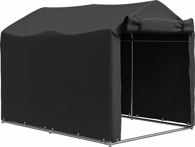 Tenda Garage per Auto Outsunny, Resistente all'Acqua e ai Raggi UV, con Porta e Finestra, Nero, L: 220 cm, P: 157 cm, H: 165 cm