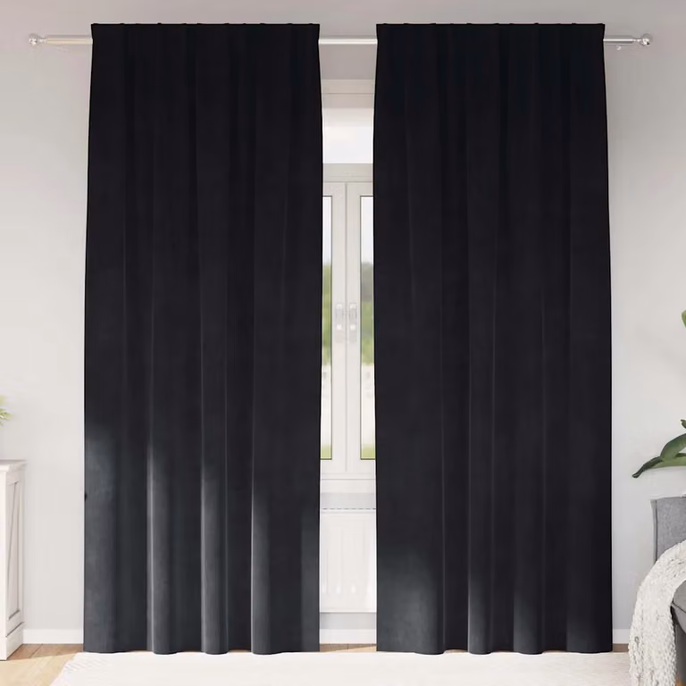 Set di 2 tende oscuranti vidaXL in velluto nero, L: 140 cm x H: 260 cm