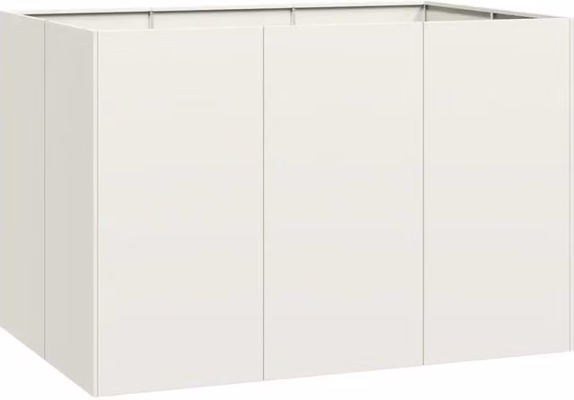 Fioriera da esterno moderna HELLOSHOP26 in acciaio bianco con fondo aperto per giardino o balcone L: 120 cm, P: 80 cm, H: 80 cm