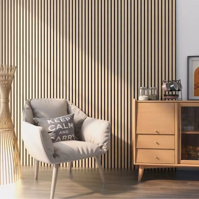 Set di 8 Pannelli Fonoassorbenti Decorativi in MDF Effetto Legno Rovere NEU.HOLZ, Colore Marrone e Beige, L/P/H: 120 x 60 x 9 cm