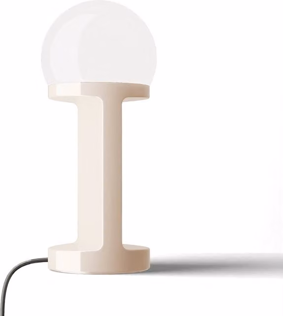 Lampada da tavolo Ferroluce Habea in ceramica e vetro beige e bianca con attacco E14