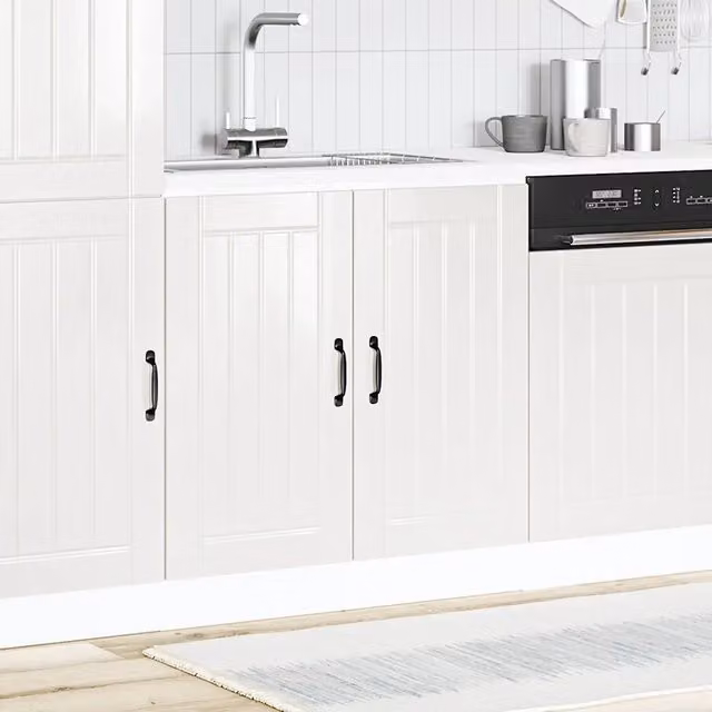 Mobile base lavello da cucina Lucca bianco lucido in legno con ante a battente L/P/H: 81.5 x 46.0 x 80.0 cm