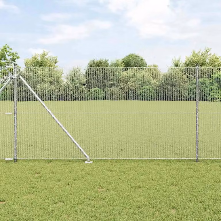 Recinzione esagonale con palo vidaXL in acciaio zincato argento, L: 50 m, H: 1,4 m