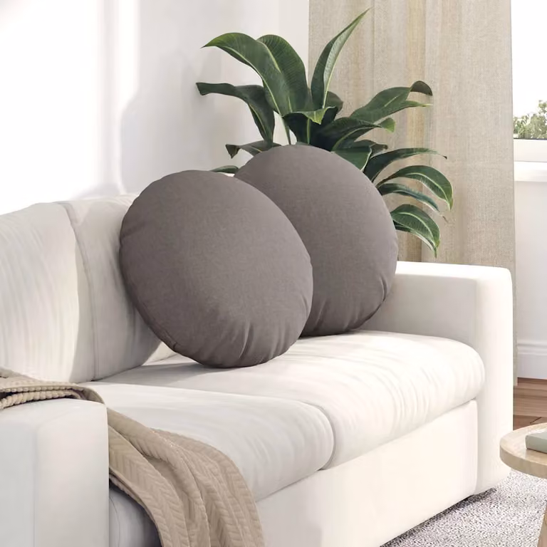 Set di 2 cuscini per seduta rotondi vidaXL in tessuto grigio, Ø 50 cm x H 19 cm