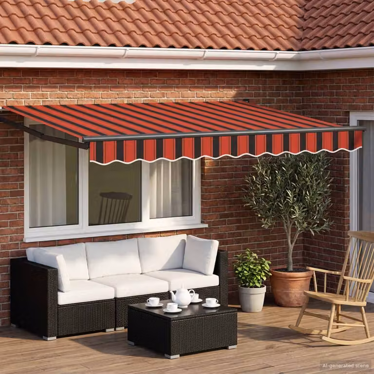 Tenda retrattile manuale con LED vidaXL in poliestere e acciaio, L: 350 cm, P: 250 cm