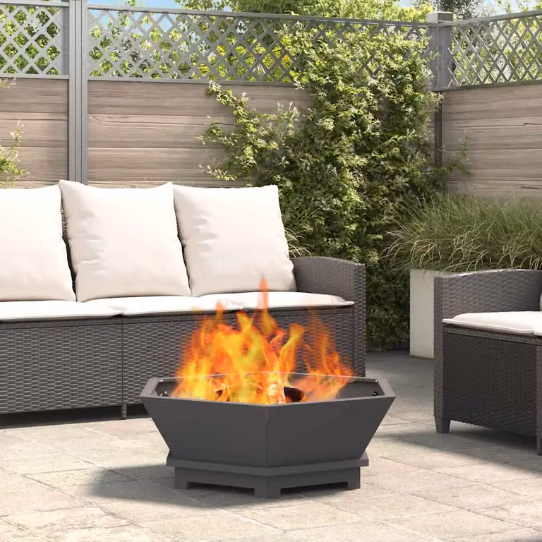 Braciere vidaXL in acciaio nero per legna L/P/H: 75 x 75 x 28 cm