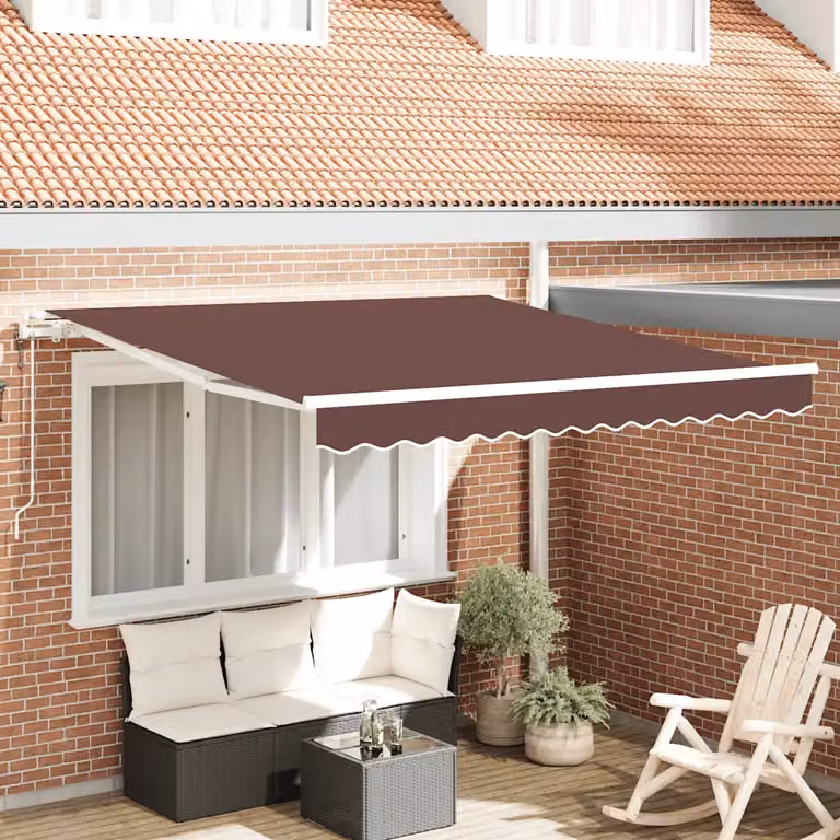 Tenda da Sole Retrattile Automatica con Telecomando vidaXL in Alluminio e Poliestere, Marrone, L: 300 cm, P: 250 cm
