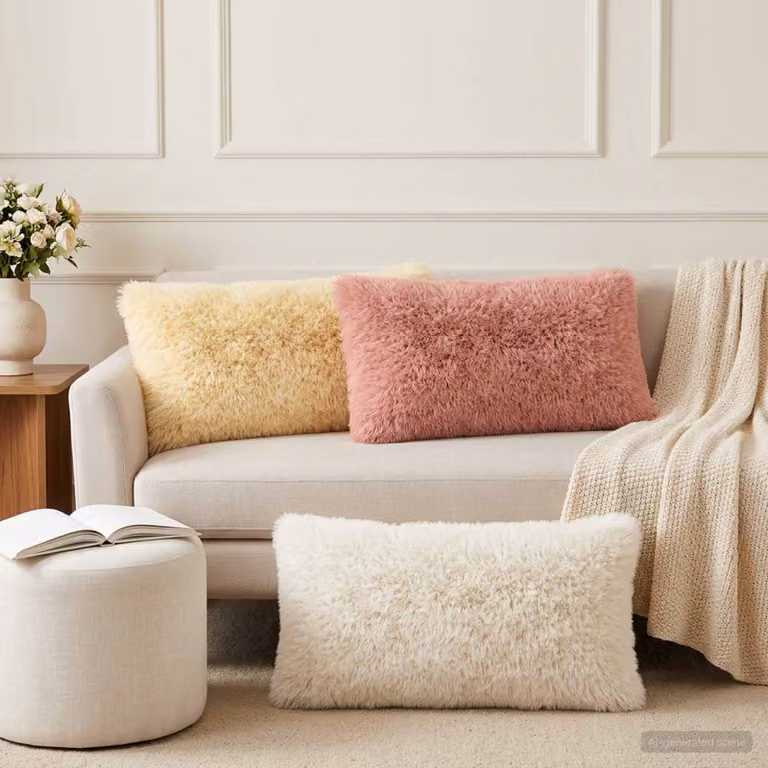Set di 12 cuscini vidaXL HEERLEN in pile bianco e multicolore, L/P/H: 40 x 40 x 24 cm