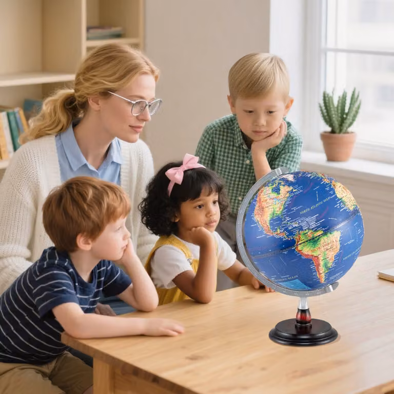 Globo terrestre decorativo Costway con supporto in legno e mappa multicolore per bambini e adulti