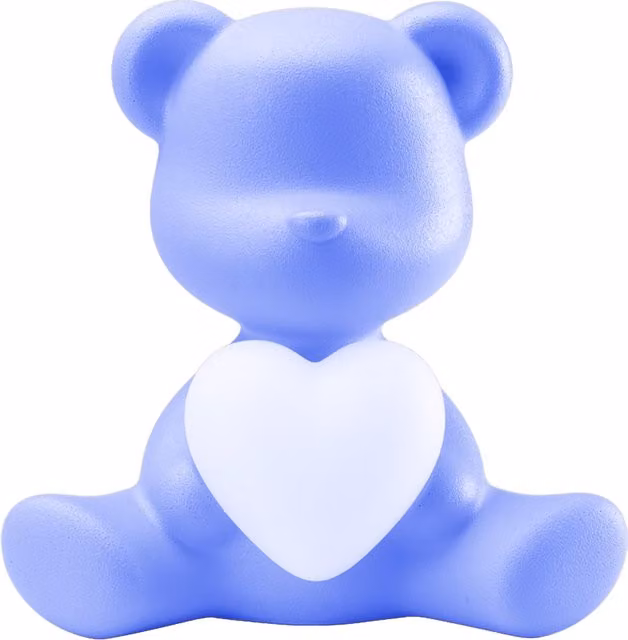 Lampada da tavolo ricaricabile Qeeboo Teddy Love XS in silicone blu con luce LED a forma di cuore