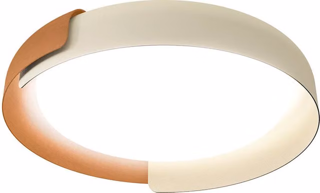 Plafoniera LED KDLN Dala in metallo beige e rame, dimmerabile, design moderno e rotondo