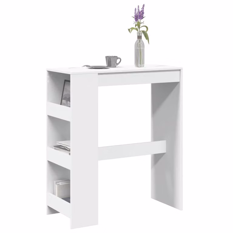 vidaXL Tavolo Bar Bianco con Rastrelliera in Legno e MDF L: 90 cm, P: 40 cm, H: 103,5 cm