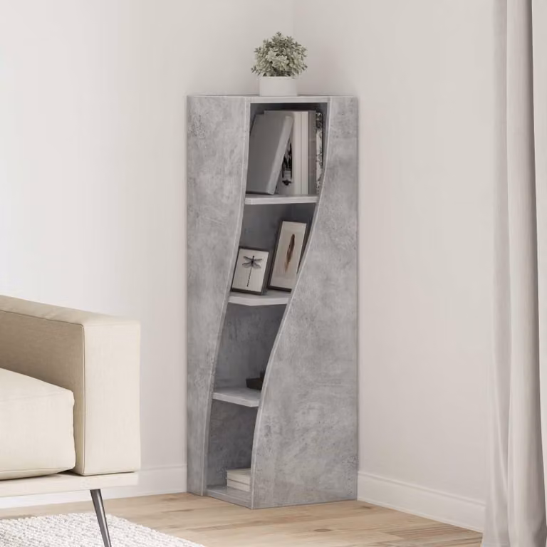 Mobile angolare vidaXL in legno ingegnerizzato grigio cemento L/P/H: 32 x 32 x 102 cm