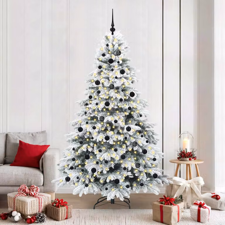 Albero di Natale artificiale bianco vidaXL con 300 LED bianco caldo, Altezza: 210 cm, in PE e PVC
