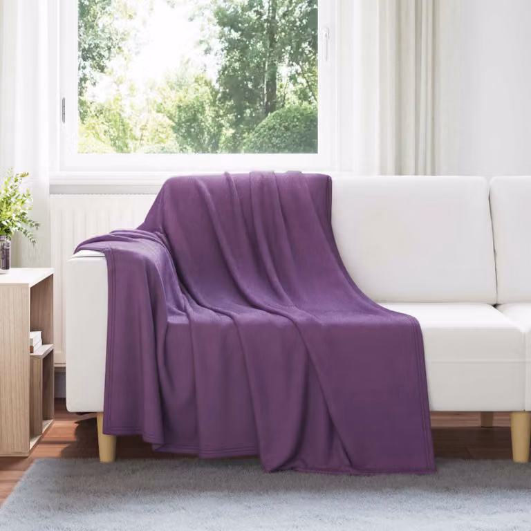 Set di 24 coperte in pile viola vidaXL, morbide e lavabili, L 200 cm x P 150 cm
