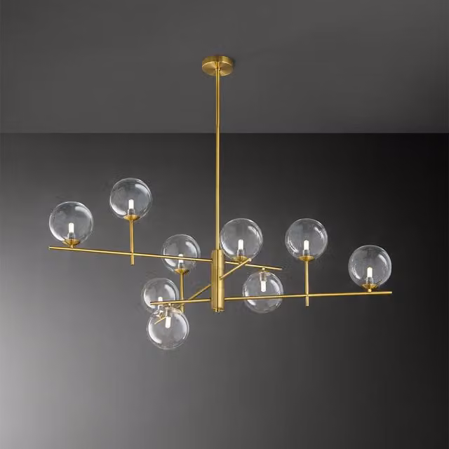 Plafoniera Perenz Pyrex in vetro trasparente e metallo oro/ottone con tecnologia LED e design moderno regolabile