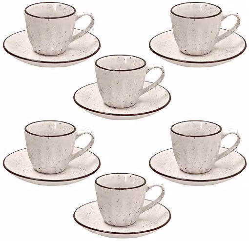 Set di 12 tazzine da caffè con piattini Tognana Naive in New Bone China, colore beige, capacità 70 ml, per 6 persone