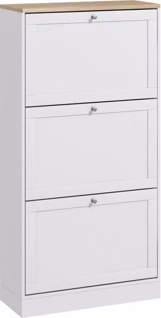 Scarpiera Salvaspazio HOMCOM in Legno con 3 Cassetti a Scomparsa e Ripiani Regolabili, Bianco, L: 60 cm, P: 23,5 cm, H: 115 cm