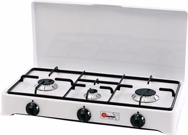 Fornello a gas IPERBRIKO Mod. 5328 Cgp con 3 fuochi in acciaio smaltato bianco L/P/H: 58 x 28 x 10 cm