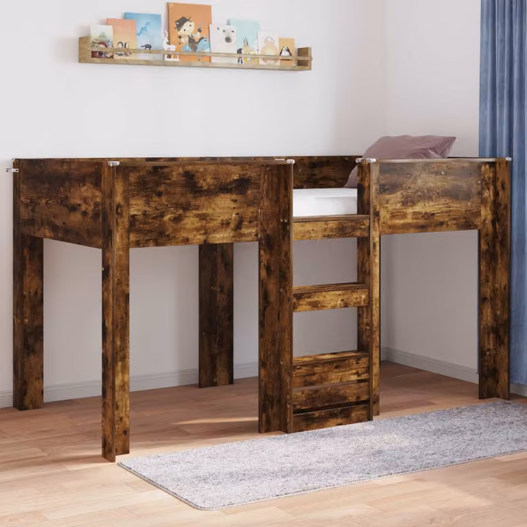 Letto a castello per bambini vidaXL in legno color rovere marrone L/P/H: 200 x 90 x 199 cm
