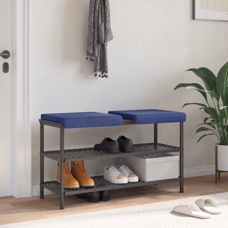 Set di 2 cuscini per panchina vidaXL in velluto blu con base antiscivolo, L 40 cm x P 35 cm x H 3,5 cm