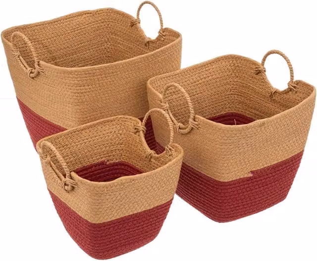 Set di 3 cestini in vimini intrecciato Five Simply Smart, colore rosso