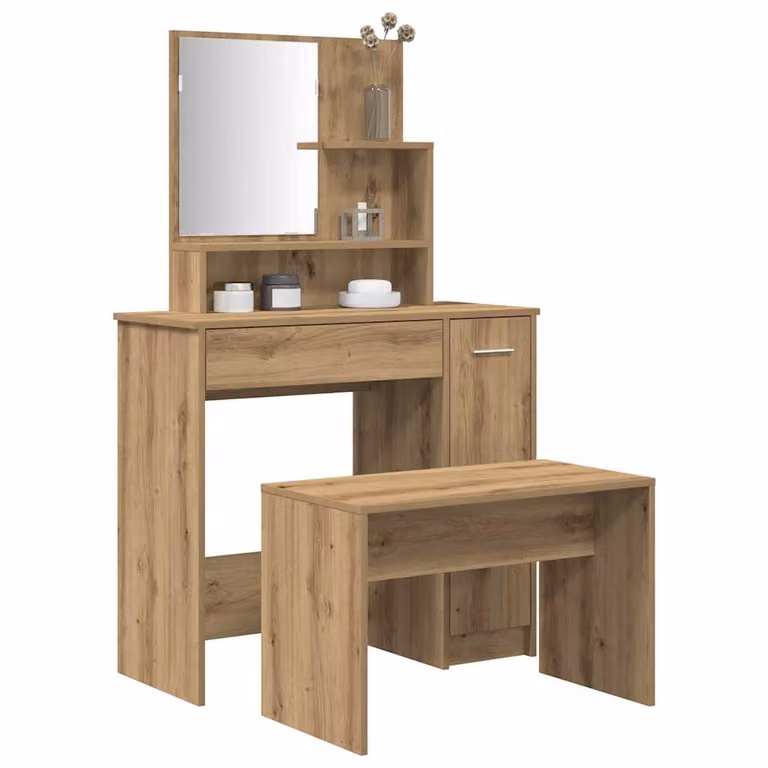 vidaXL Set Toeletta Moderna in Legno Rovere e MDF Laminato, Colore Marrone, L/P/H: 136 x 35 x 86,5 cm