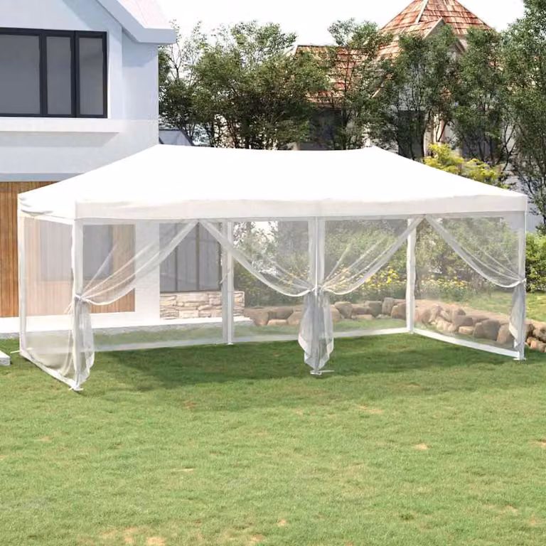 vidaXL Tenda per Feste Pieghevole con Pareti Laterali con Finestre Bianco
