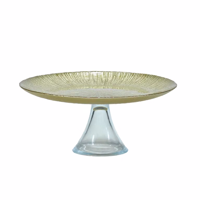 Alzatina rotonda in vetro oro GUSTO CASA, diametro: 28 cm