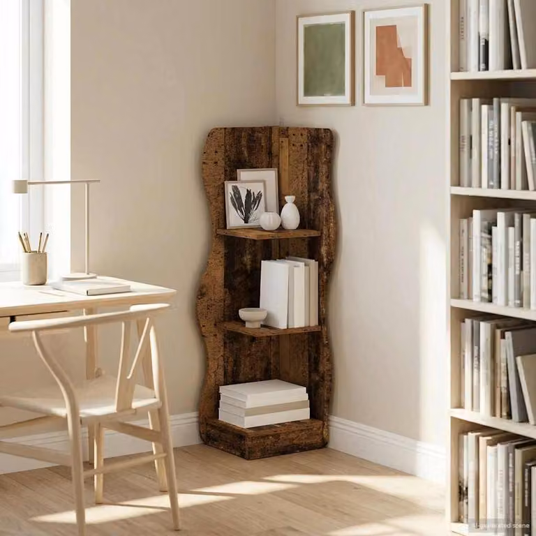 vidaXL Mensola angolare in legno marrone antico per soggiorno H: 102 cm, L: 34 cm, P: 33 cm