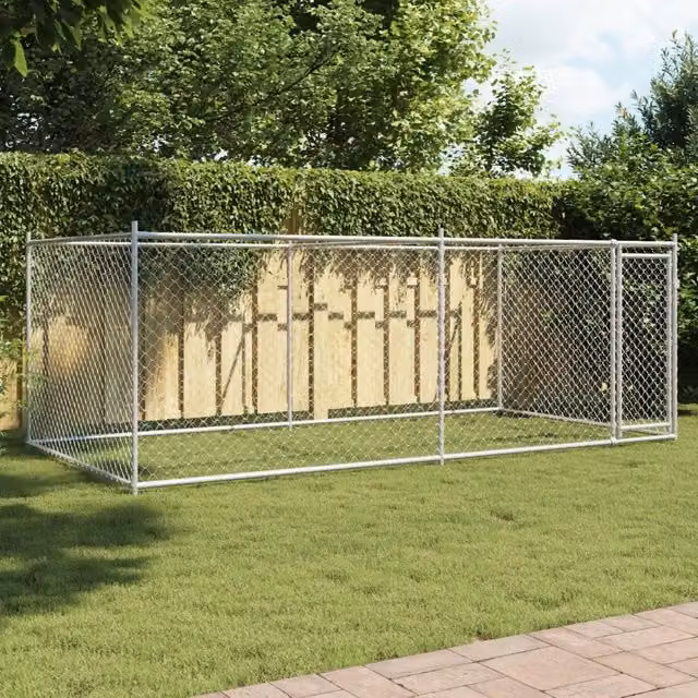 Gabbia per cani VIDAXL in metallo zincato grigio L: 4 m, P: 2 m, H: 1,5 m
