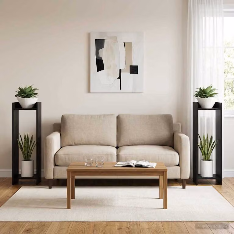 Set di 2 supporti per piante vidaXL in legno MDF nero, design moderno, L/P/H: 30 x 30 x 100 cm