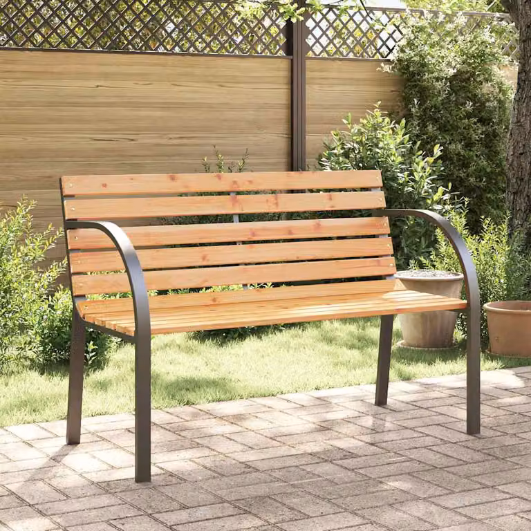 vidaXL Panca da Giardino per Bambini in Legno di Abete e Acciaio Marrone 81 cm