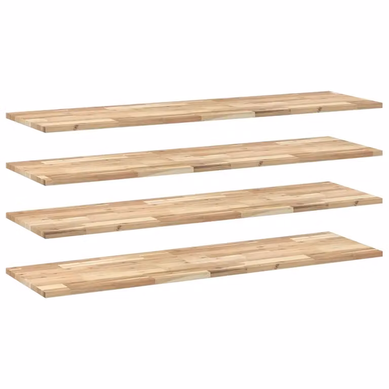 Set di 4 mensole da parete vidaXL in legno di acacia non trattato, colore marrone, L 120 x P 40 x H 2 cm