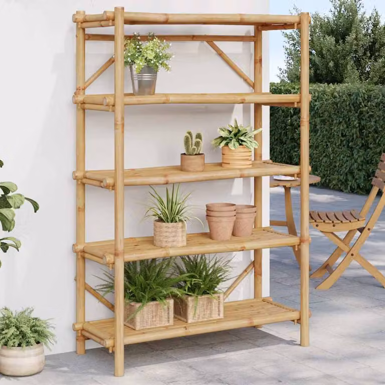 Scaffale vidaXL in bambù con 5 ripiani, stile scandinavo, colore beige/marrone, L 100 cm x P 40 cm x H 150 cm