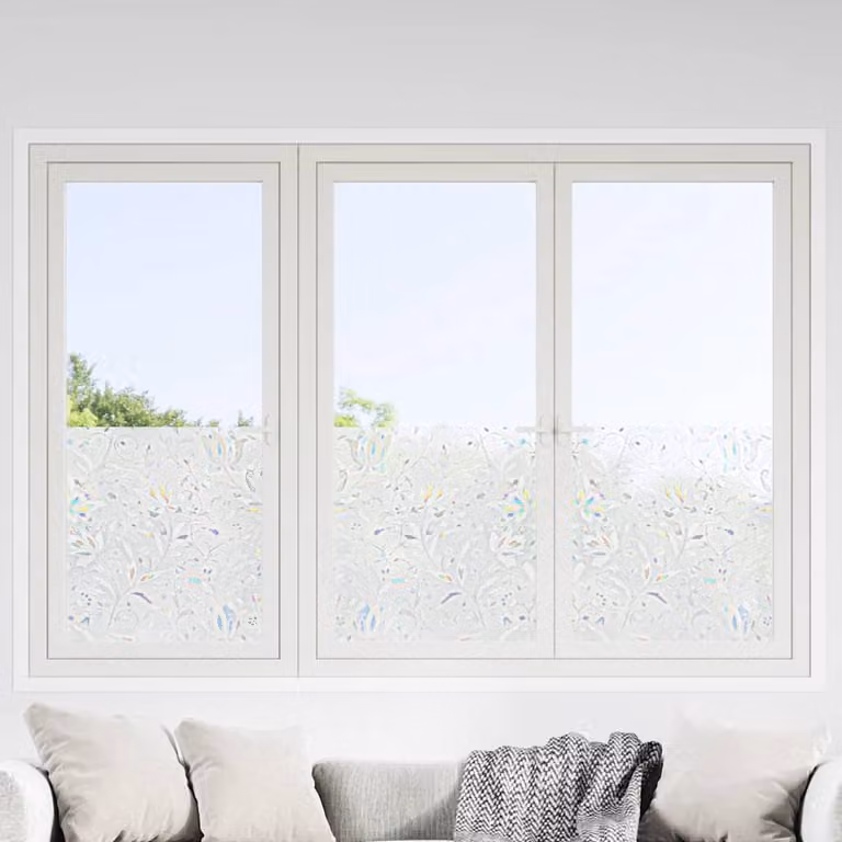 Set di 2 pellicole adesive per finestre vidaXL con motivo floreale botanico, colore bianco trasparente, in PVC