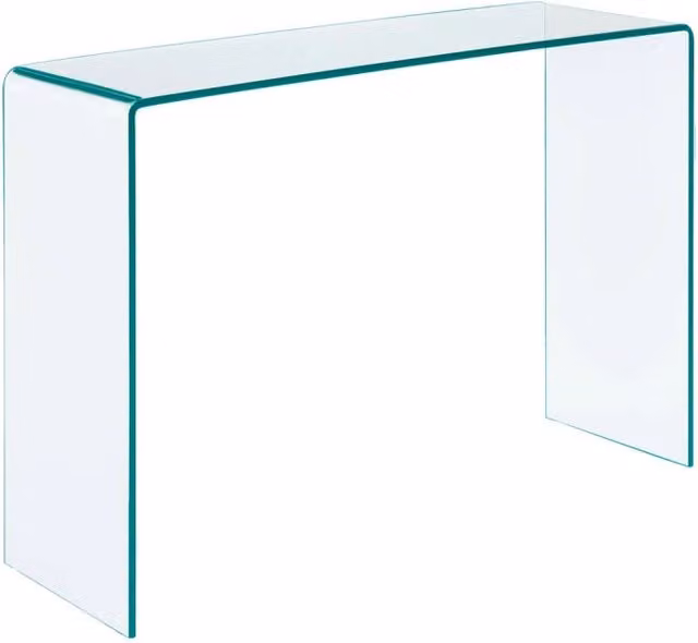 Console rettangolare moderna Sweeek in cristallo temperato trasparente, L: 110 cm, P: 35 cm, H: 75 cm