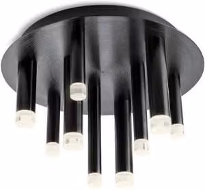 Plafoniera LED Redo Group Madison moderna in metallo nero e trasparente con luce bianca calda
