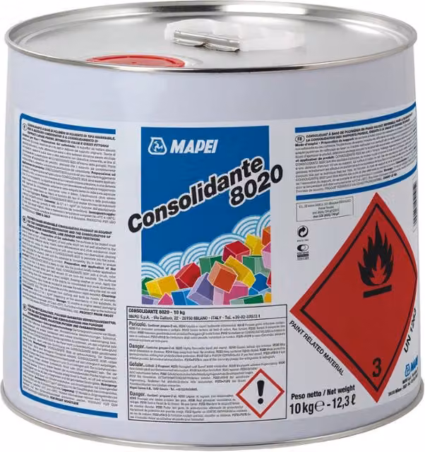 Mapei Consolidante 8020 Trasparente a Base Solvente per Restauro di Pietra, Mattoni e Intonaci, 10 kg