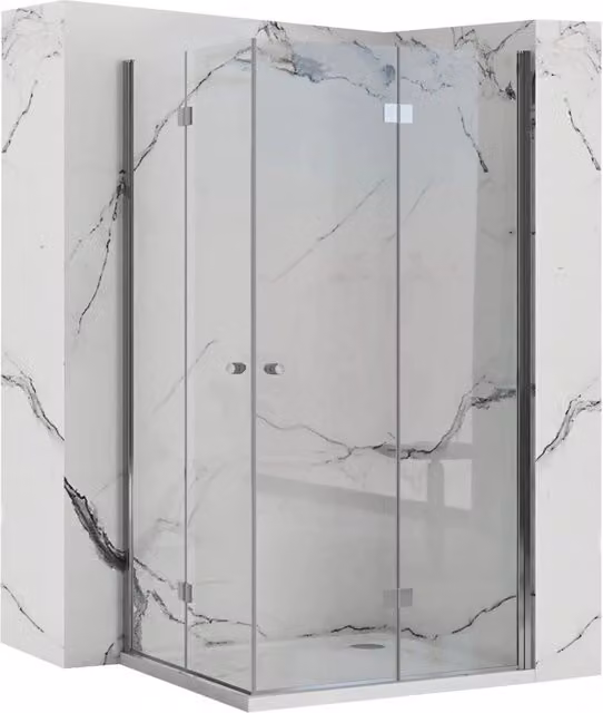 Cabina Doccia Pieghevole Rea Fold N2 Modulare da Nicchia in Vetro Trasparente con Trattamento Easy Clean L: 110 cm, P: 120 cm
