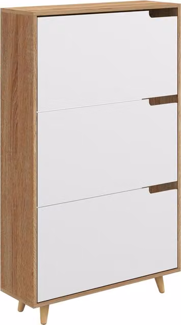 Scarpiera Mobile HOMCOM Bianca con 3 Cassetti Basculanti per 24 Paia di Scarpe, L/P/H: 72 x 24 x 119 cm