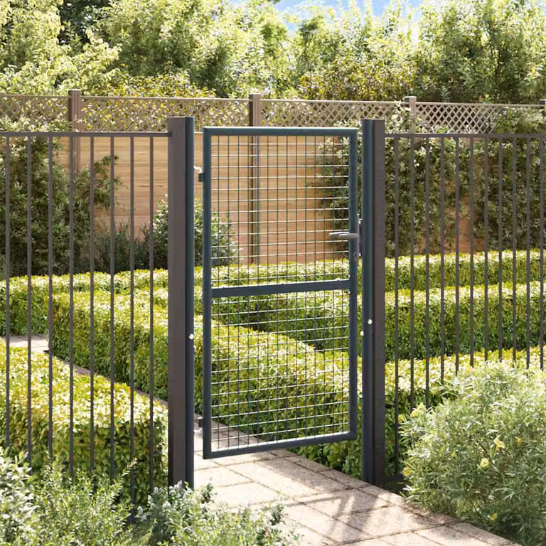 vidaXL Cancello a Battente in Acciaio Zincato Grigio Antracite L: 100 cm, H: 150 cm