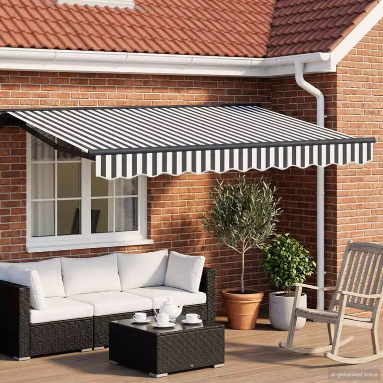 vidaXL Cornice per Tenda Manuale con LED, Antracite e Bianco, L: 3,5 m x H: 2 m