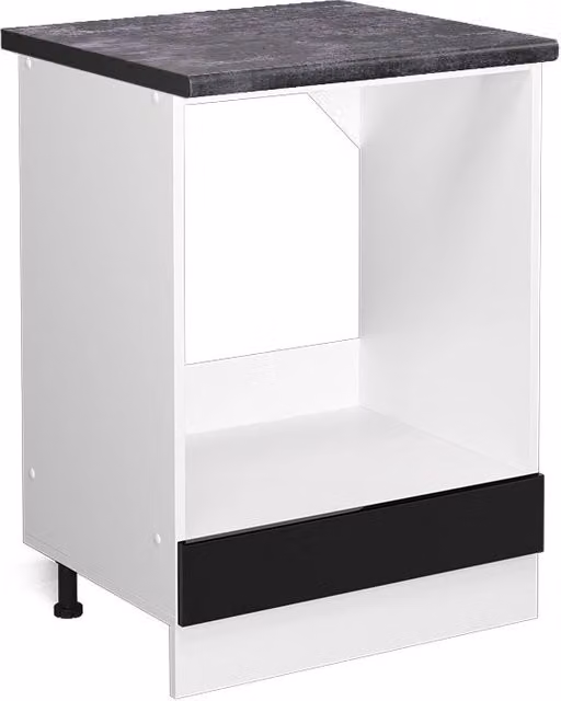 Mobile per forno da incasso R-Line Vicco Nero lucido e Bianco con base Antracite, Larghezza: 60 cm