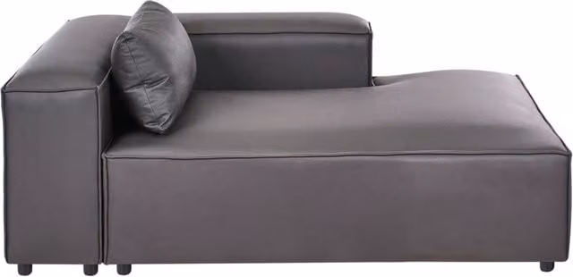 Chaise Lounge Beliani Moderna Lato Sinistro con Rivestimento in Ecopelle Nero e Tessuto