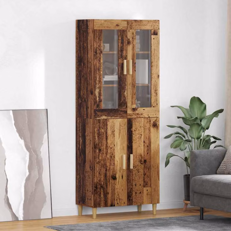 Credenza moderna vidaXL in legno e vetro marrone con ante a battente L/P/H: 69,5 x 34 x 180 cm