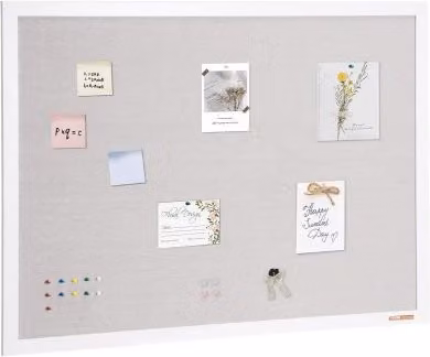 Bacheca in sughero VEVOR con finitura in lino bianco e grigio per ufficio e scuola, L: 112,4 cm, H: 120 cm, P: 120 cm