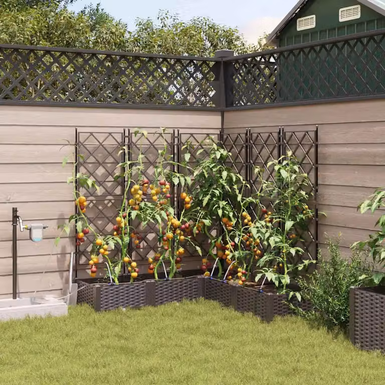 Set di 5 vasi da giardino vidaXL in plastica marrone L/P/H: 120 x 120 x 126 cm